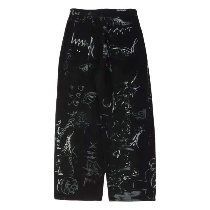 Weidian Balenciaga Baggy Black Graffiti Jeans