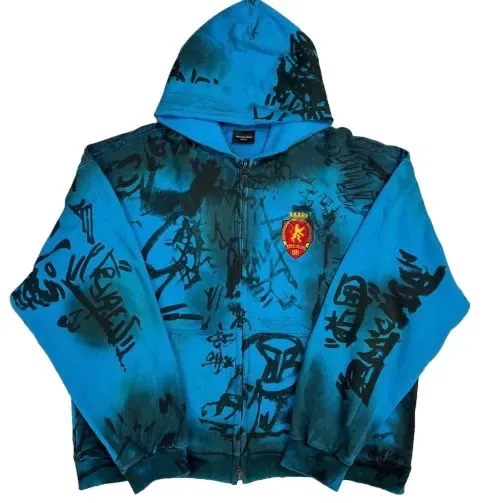 Weidian Balenciaga Blue Skater Graffiti Hoodie