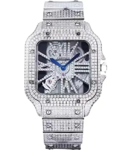 Weidian Cartier Santos Skeleton Iced Out