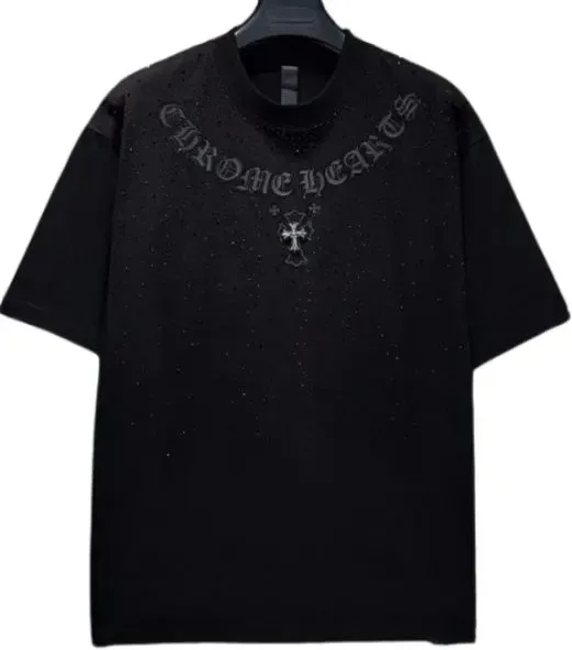 Weidian Chrome Hearts Shiny Tee With Rhinestones