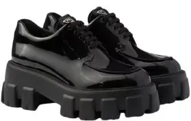 Weidian Prada Monolith Patent Leather Lace-Up Shoes