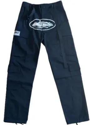 Weidian Corteiz Classic Cargo Black White Logo Pants