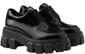 Weidian Prada Monolith Patent Leather Lace-Up Shoes