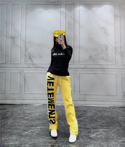 Vetements Pants option yellow single paragraph