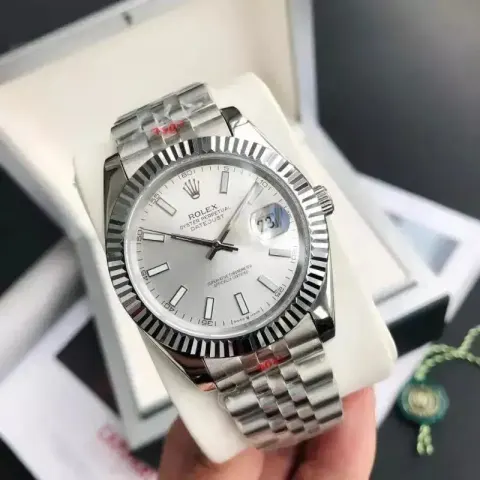 Rolex option Silver Shell Silver Plate  Five Bead Strap Mineral Reinforced Mirror Glass