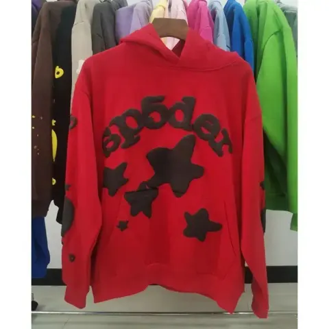 Sp5der Pink Hoodie option Red Star