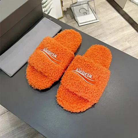 Balenciaga Fur Slides option orange