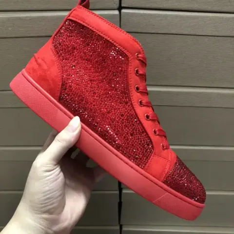 Christian Louboutin High Shoes option Red velvet and red diamond