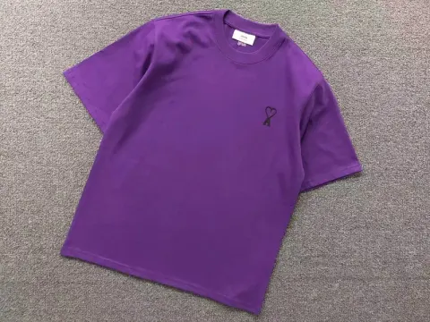 Ami Paris Tees with Small Logo option Purple 2616