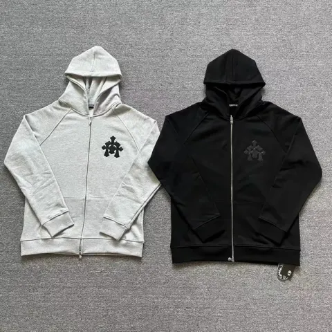 Chrome Hearts Zip Up Hoodies option 5017 gray