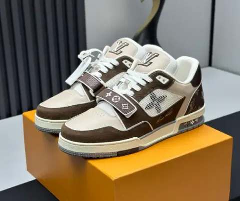 LV Trainer Velcro Strap Monogram Denim Black White option 10