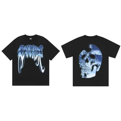 Revenge T-Shirts option Blue， black， and blue metal skull
