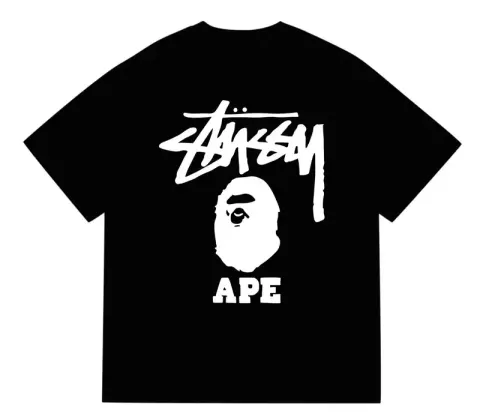 Bape x Stussy Tee option 202 black and white