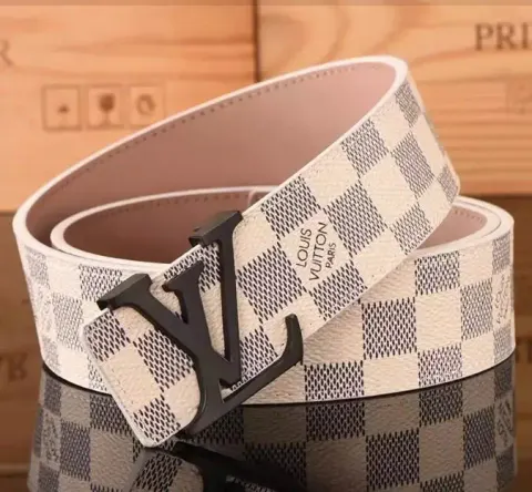 Budget LV Belt option L Classic White Checker Black Button