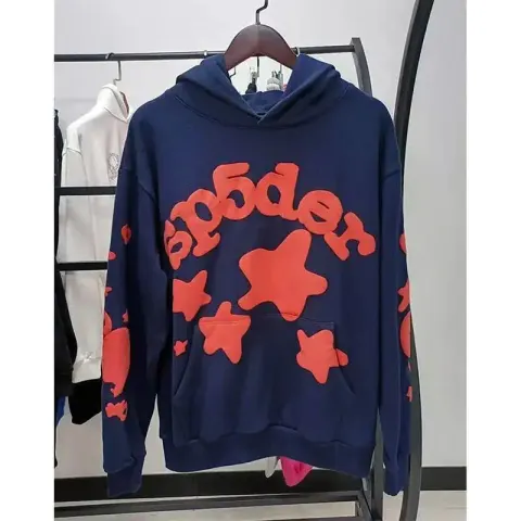 Sp5der Pink Hoodie option navy blue star