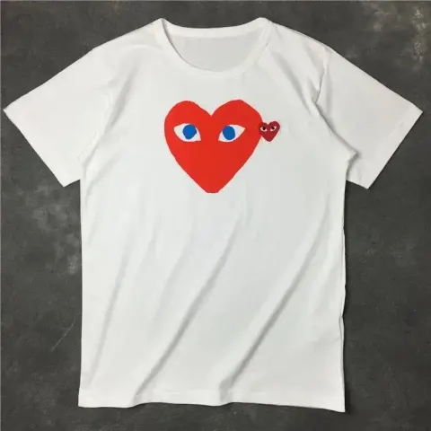 CDG T-Shirts option White， red heart， blue eyes
