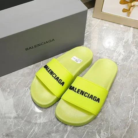 Balenciaga Slides option fluorescent black word