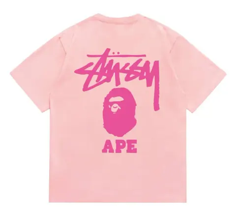 Bape x Stussy Tee option 202 pink rose red