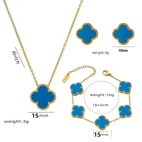Vancleef Necklace option 913-1 three-piece set 1.5CM blue shell