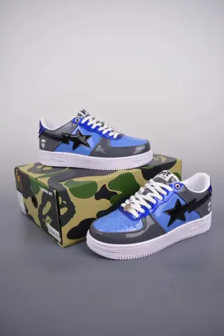 Bapesta Sneakers option Grey blue lacquer leather