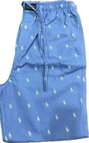 Ralph Lauren Night Pants Baby Blue option light sky blue white horse