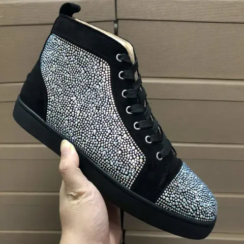 Christian Louboutin High Shoes option Black velvet colored diamond