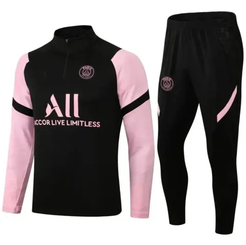 Football PSG Tracksuit option 2122 Paris black pink sleeves