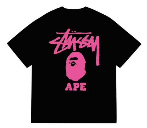 Bape x Stussy Tee option 202 black rose red