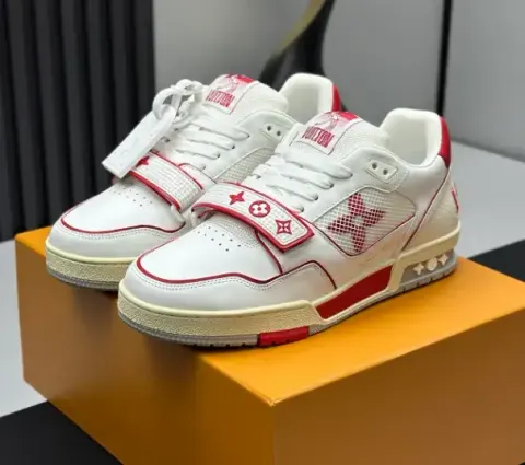 LV Trainer Velcro Strap Monogram Denim Black White option 02