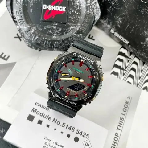 G-Shock Casio Watch With Rubber Band option Black Shell  Black Disk Black Tape