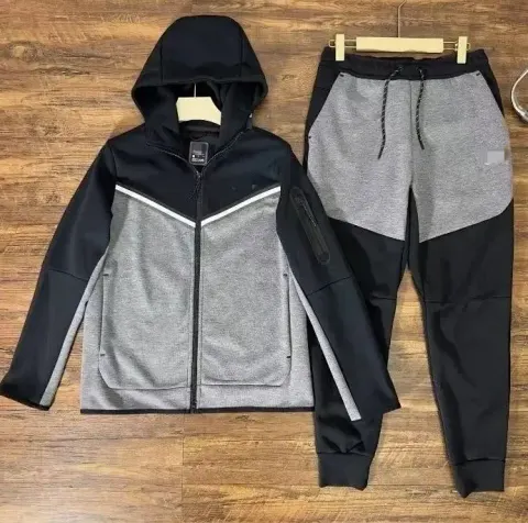 Nike Tech Fleece Black Hoodie option black and dark gray suit