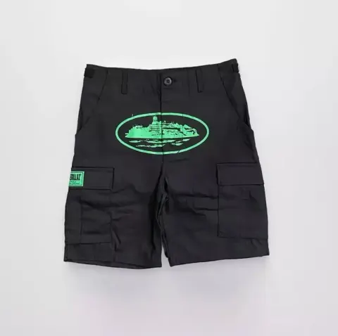 Corteiz Classic Cargo Triple Black Logo Shorts option Guerrilla Black