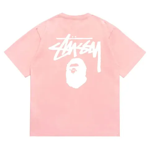 Bape x Stussy Tee option 201 Pink White