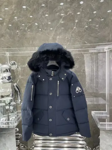 Moose Knuckles Jacket option navy blue-black fur collar