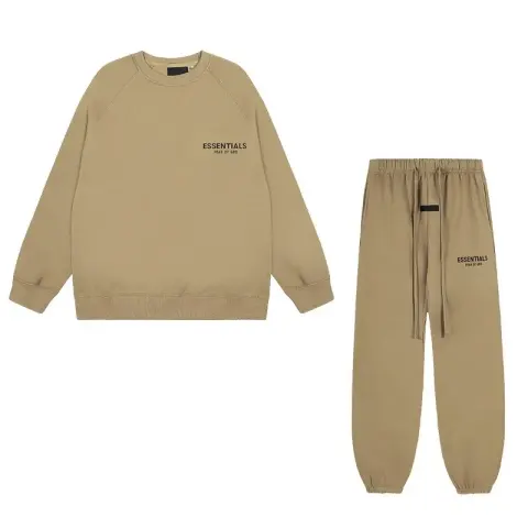 Essentials Hoodie option Crewneck-Camel Set