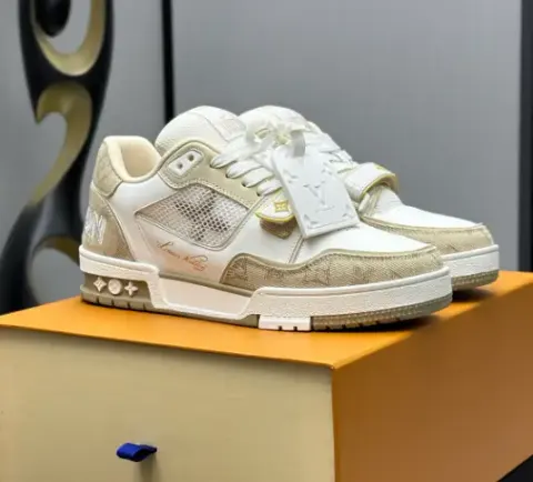 LV Trainer Velcro Strap Monogram Denim Black White option 06