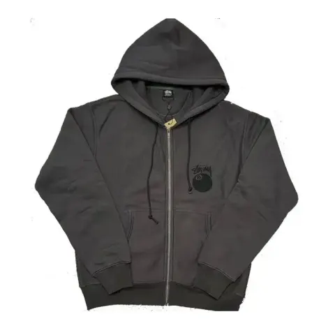 Stussy 8Ball Zip Hoodie option Black eight zipper washed black