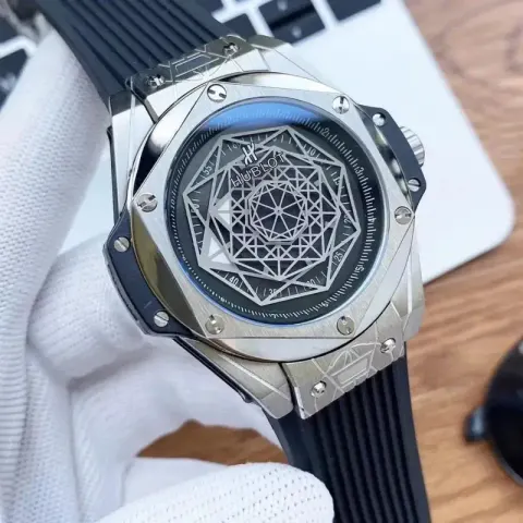 Hublot Big Bang Sang Bleu option silver  Black Disk  Black Tape