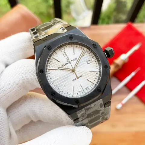 Audemars Piguet Silver Band option Black shell white steel strip