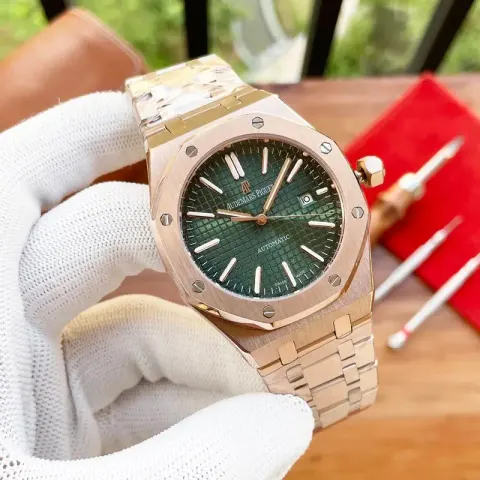 Audemars Piguet Silver Band option Rose gold shell green steel belt