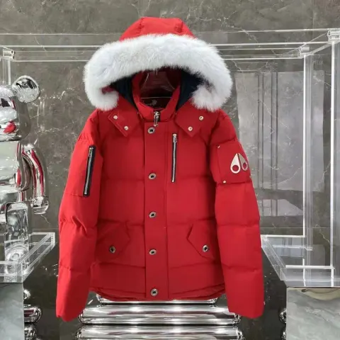 Moose Knuckles Jacket option Red-white fur collar
