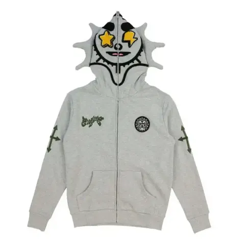 Glo Full Zip-Up Hoodie option LL3 polyester printing is not pure cotton