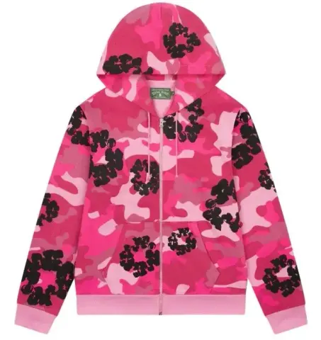 Denim Tears New Zip Hoodie option 6026 Rose Powder