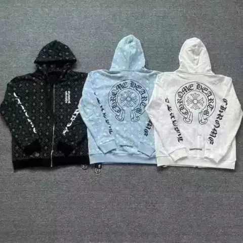 Chrome Hearts Zip Up Hoodies option 5021 light blue