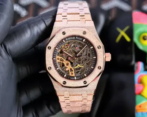 Stones Covered Audemars Piguet option Rose Gold Shell-Black Plate Steel Belt