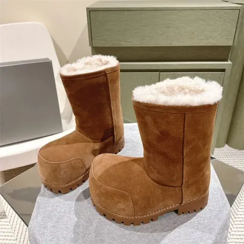 Balenciaga Alaska Fur Boots option brown cylinder