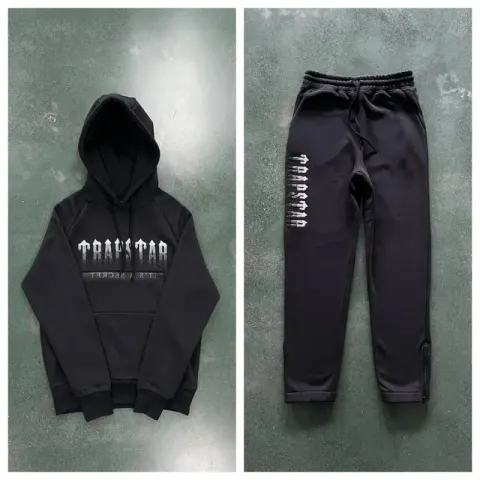 Trapstar Hoodie Set option dark black embroidery