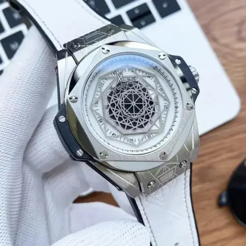 Hublot Big Bang Sang Bleu option silver  White Plate  White Belt