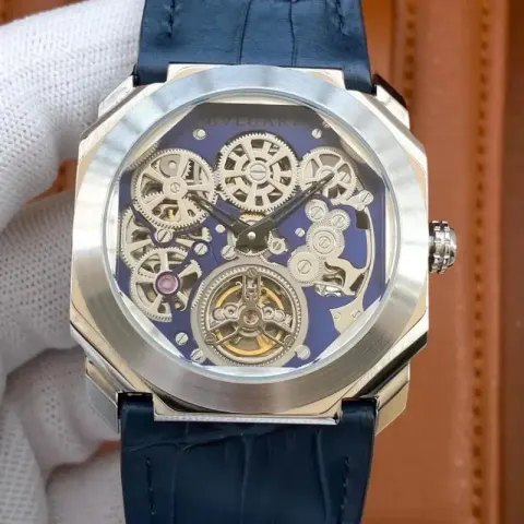 Bvlgari Watch option Silver Shell-Blue Plate Blue Belt
