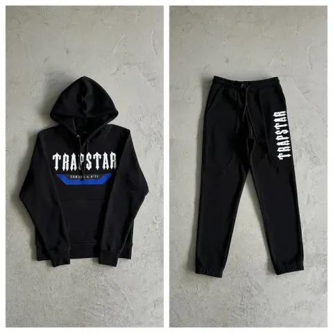 Trapstar Hoodie Set option white with blue background